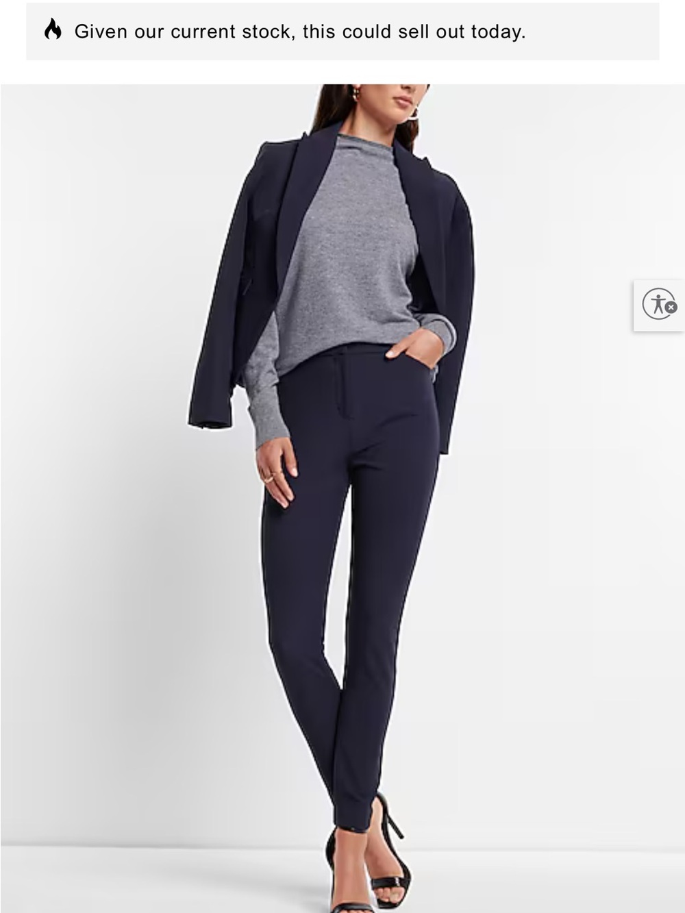 The Limited Women’s Navy Blue Tuxedo Ankle Trousers, Size 12